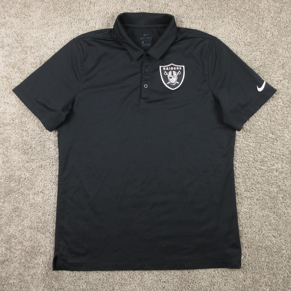 Las Vegas Raiders Polo Shirt Mens Large Black Nike Drifit Performance Golf Logo